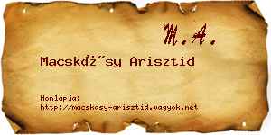 Macskásy Arisztid névjegykártya